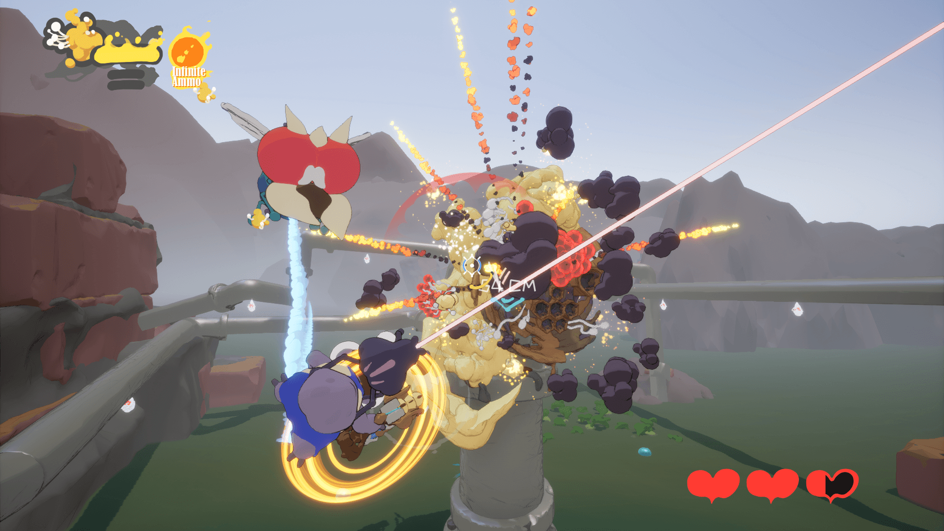 Swing Swamp gameplay screenshot featuring third-person shooter mechanics